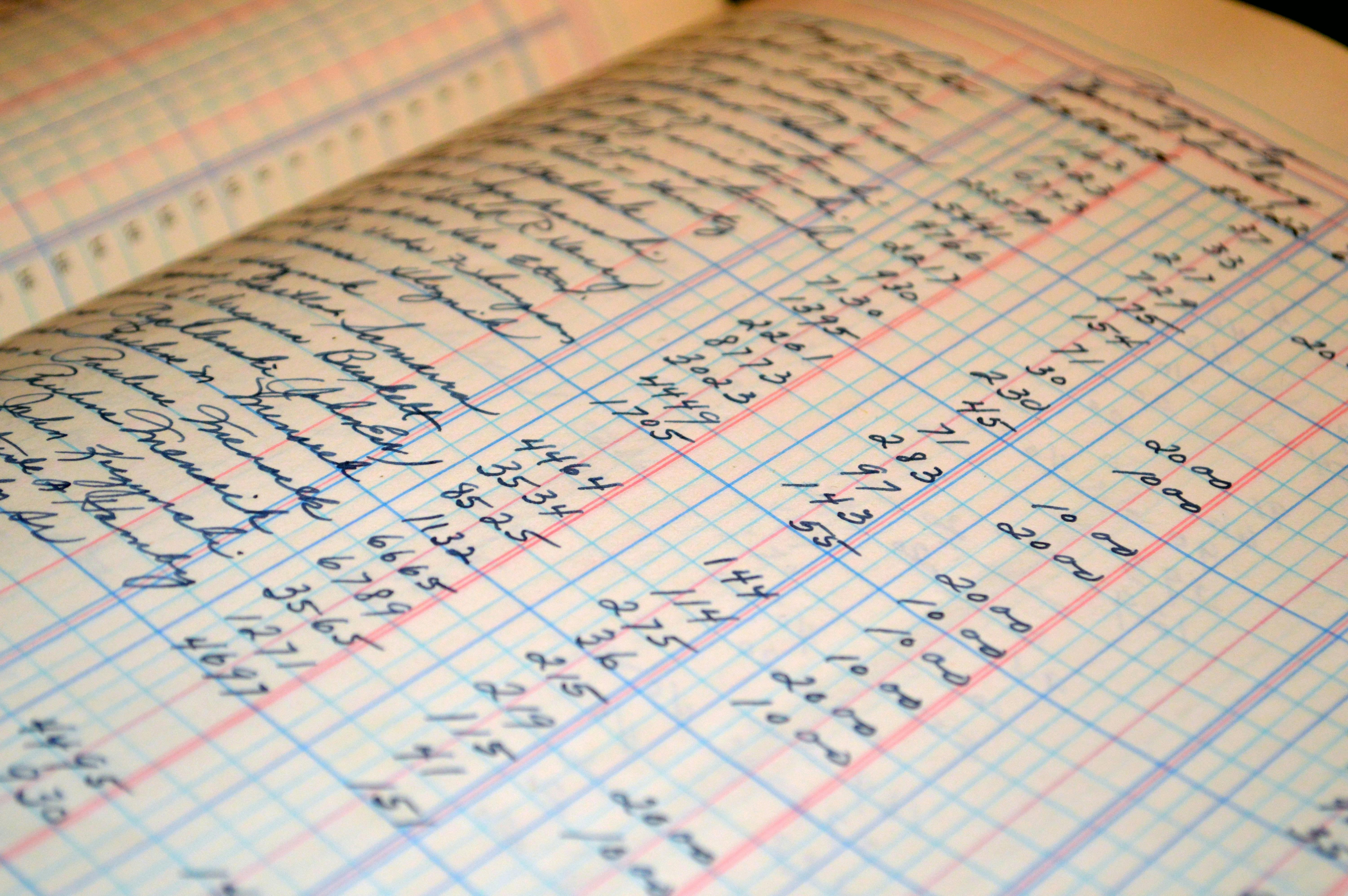 Cursive Writing On a Ledger Page